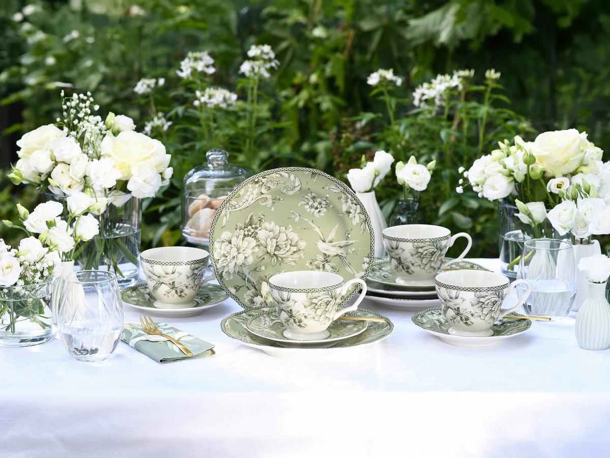 Serviciu De Cafea Adelaide 12/1 - alb/verde, Basics, ceramică - Creatable