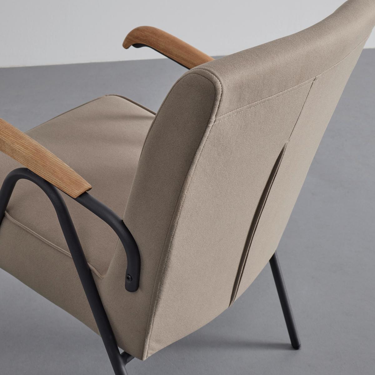 Relaxsessel Nati Beige Mikrofaser - Taupe/Schwarz, MODERN, Holz/Textil (52/79/66cm) - Bessagi Home