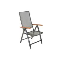 Gartenklappstuhl Thasos Graphitfarben - Graphitfarben/Naturfarben, KONVENTIONELL, Metall (59,7/114/64,5cm) - Gardenson