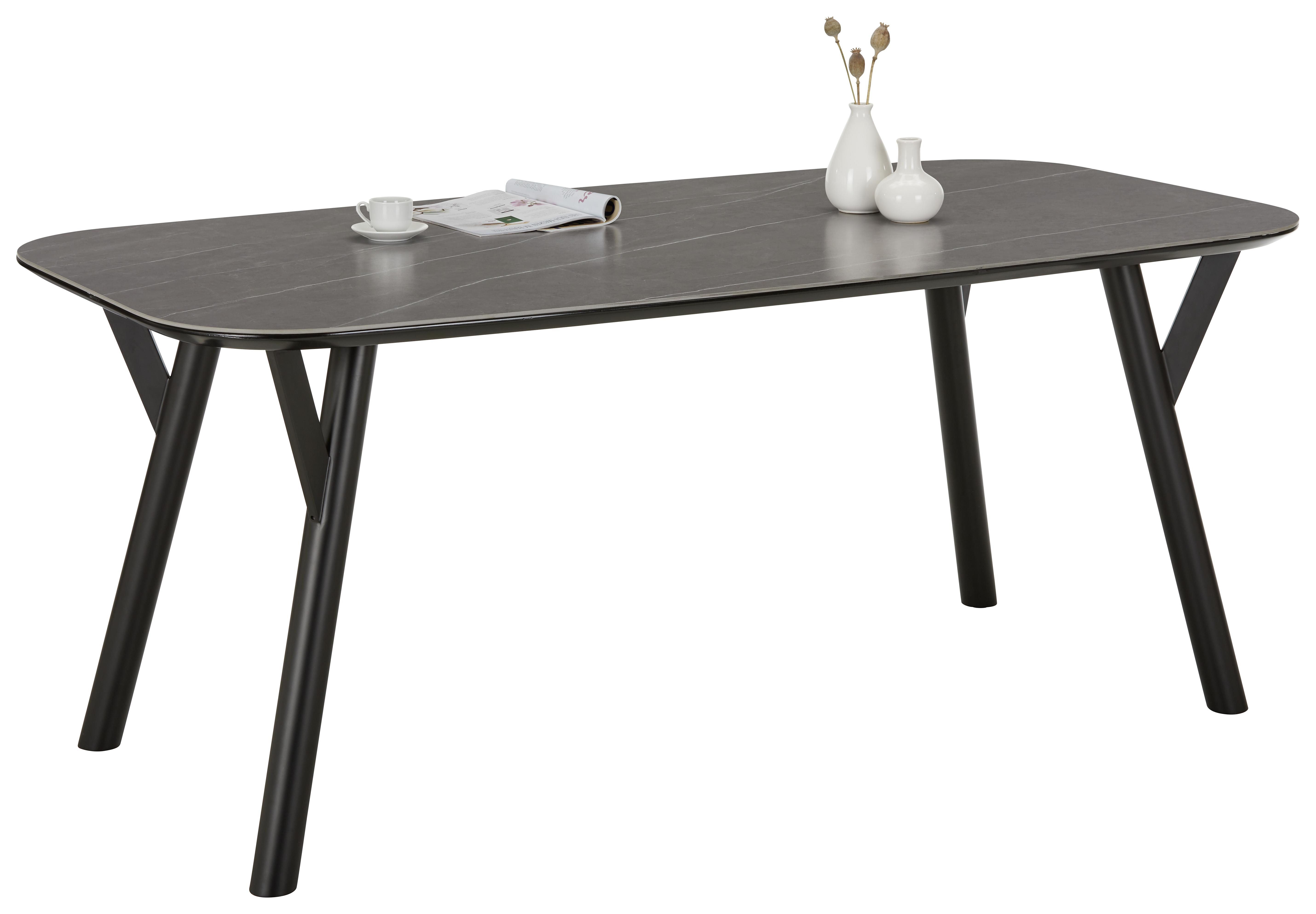 Étkezőasztal Sion - Szürke/Fekete, modern, Kerámia/Fa (180/90/75cm) - Modern Living
