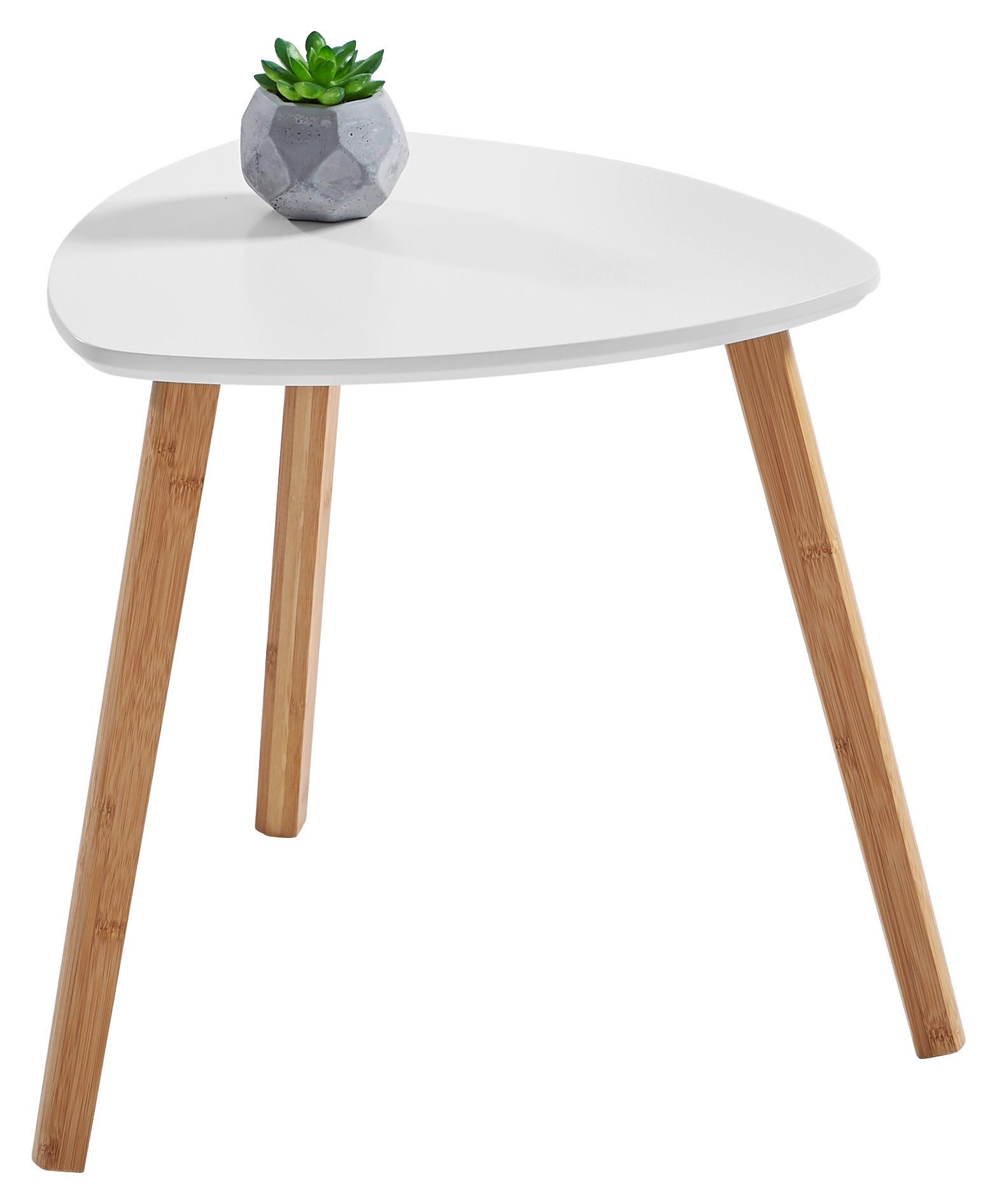 STOLIK BOCZNY MONA S - kolor naturalny/biały, Design, materiał drewnopochodny/drewno (40/40/40cm) - Carryhome