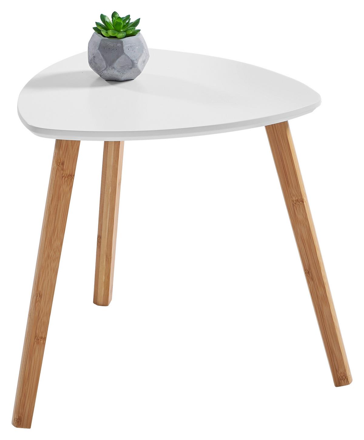 STOLIK BOCZNY MONA S - kolor naturalny/biały, Design, materiał drewnopochodny/drewno (40/40/40cm) - Carryhome