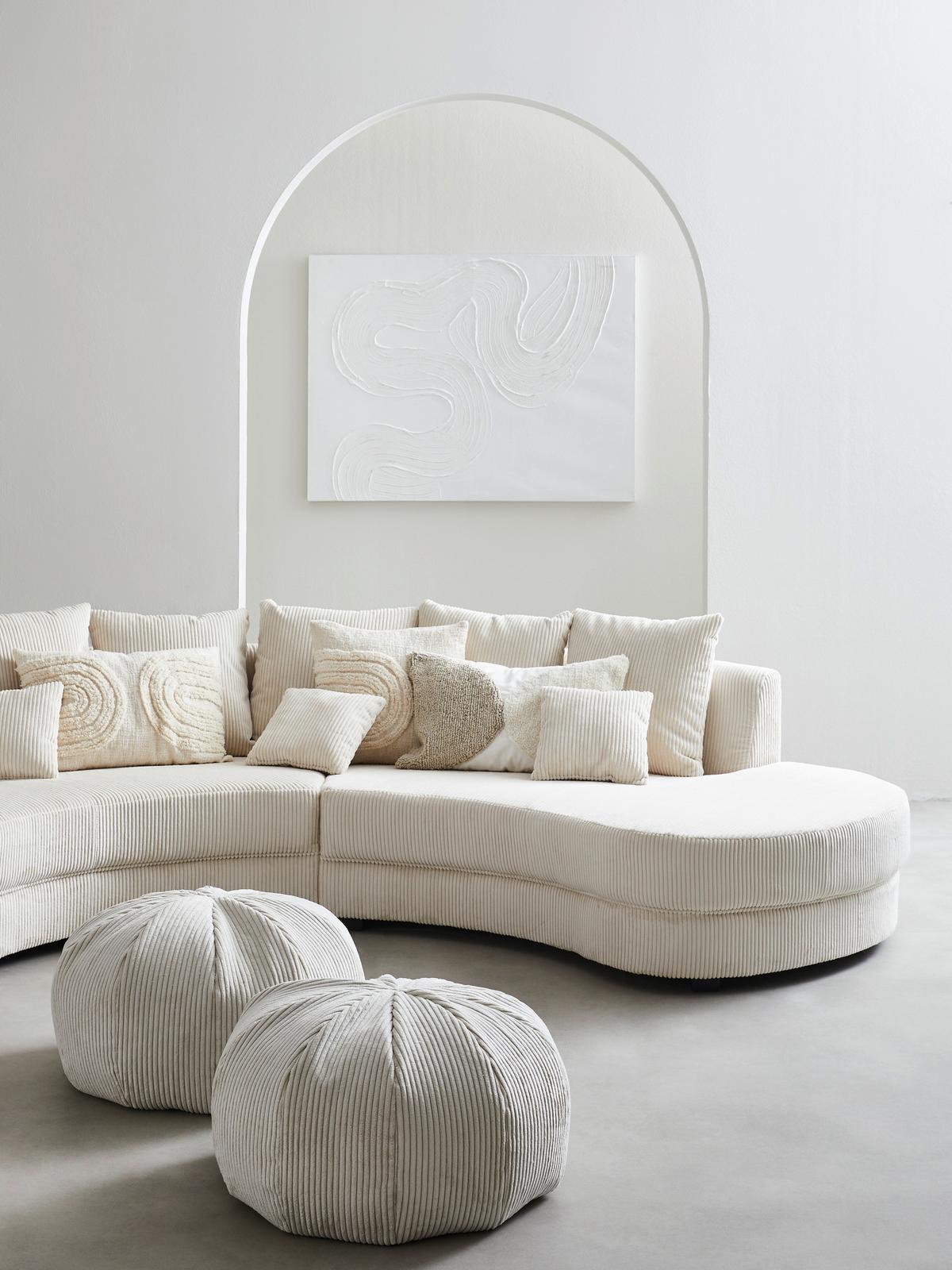 Wohnlandschaft Limoncello m. Hocker ca.300x160cm Beige Cord - Beige/Schwarz, Design, Kunststoff/Textil (300/160cm) - Livetastic