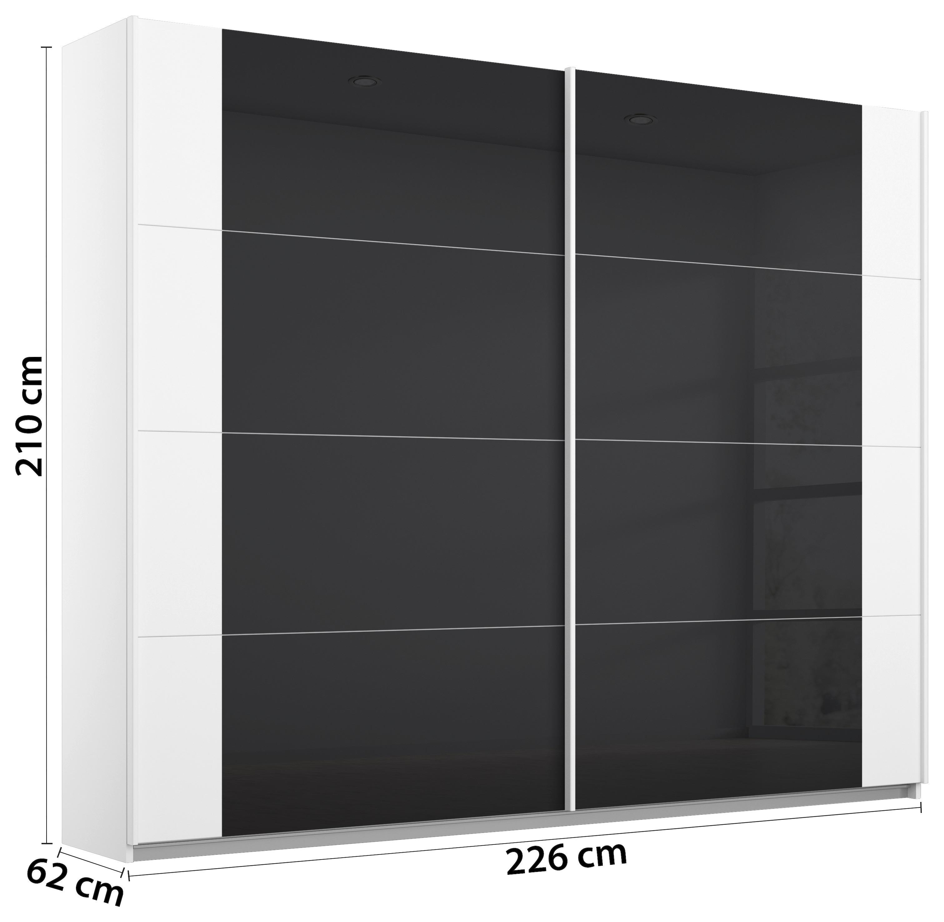 DULAP USI CULISANTE ARTEMIS - alb/antracit, Modern, sticlă/material pe bază de lemn (226/210/62cm) - Modern Living
