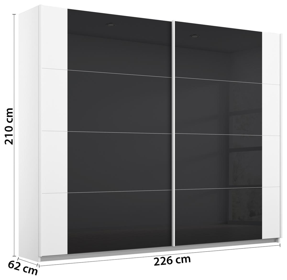DULAP USI CULISANTE ARTEMIS - alb/antracit, Modern, sticlă/material pe bază de lemn (226/210/62cm) - Modern Living