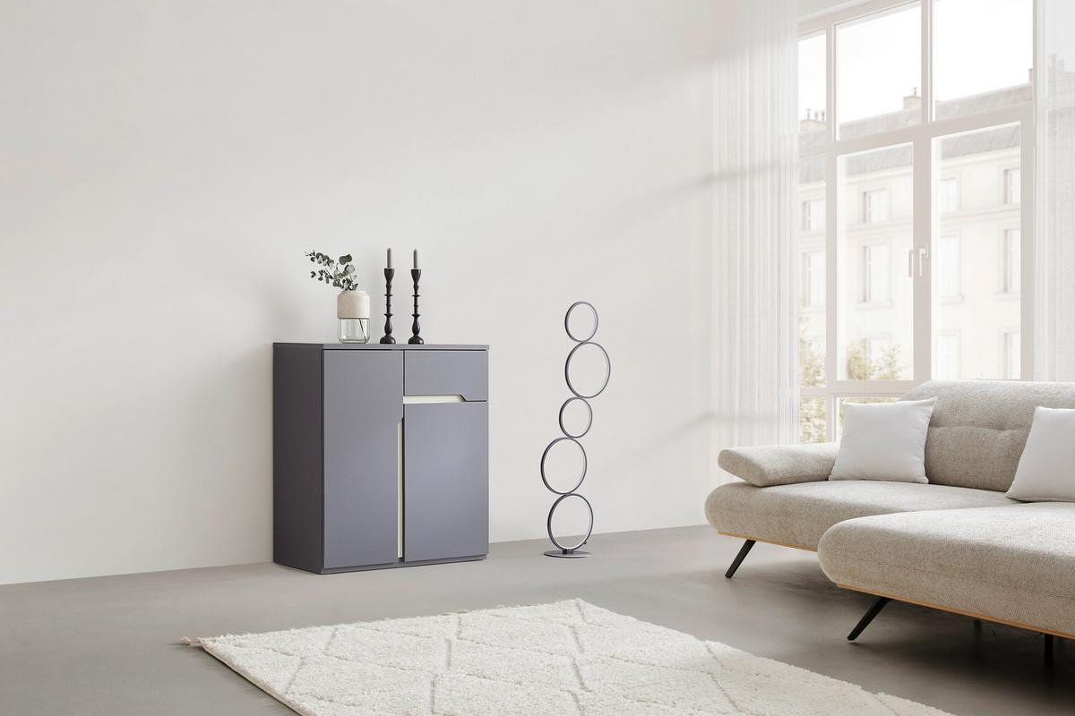 Kommode Manhatten in Grau/Graphitfarben - Graphitfarben/Schwarz, Modern, Holzwerkstoff/Kunststoff (85/95/42cm) - Premium Living