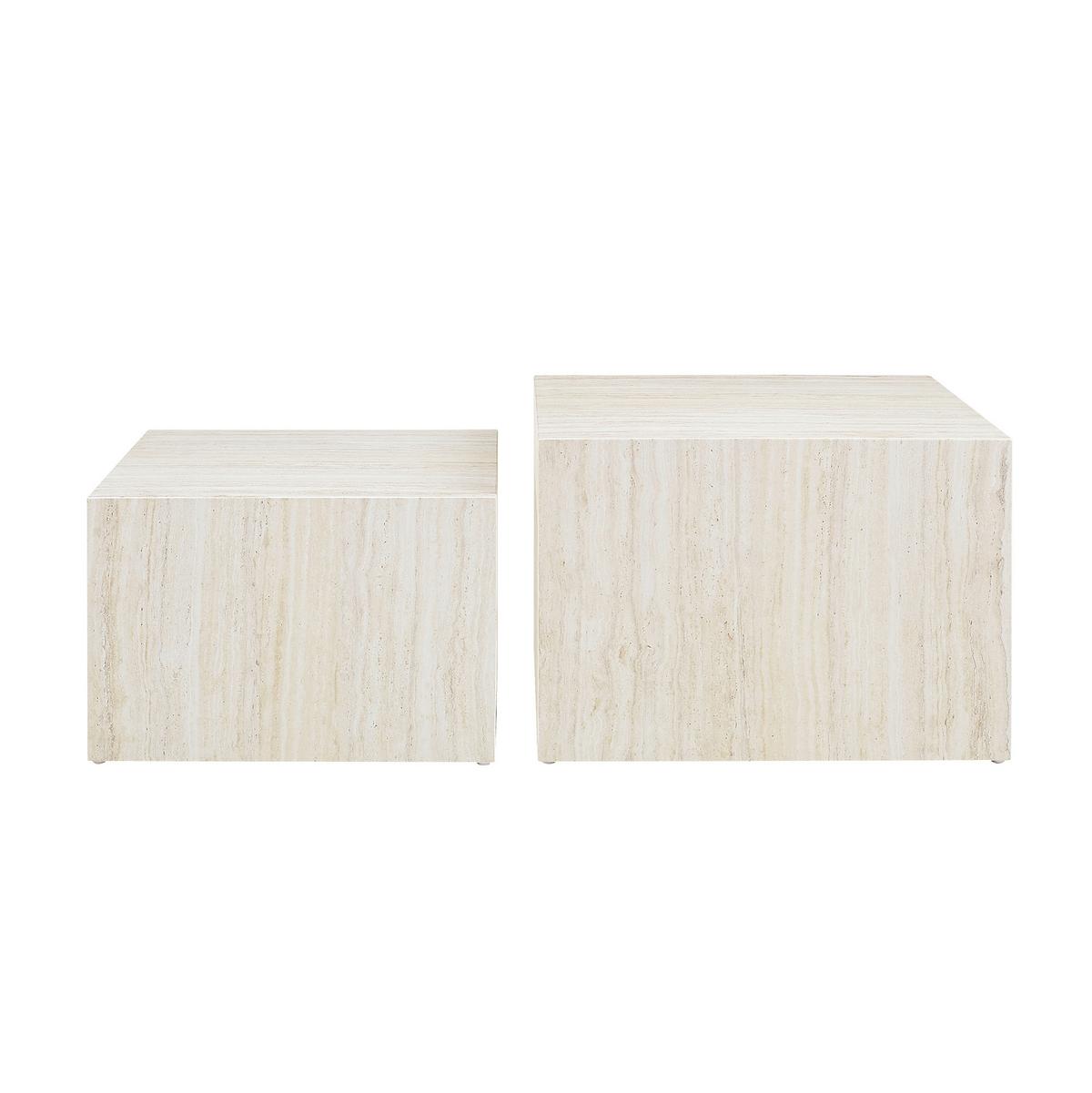 Set Klubskih Mizic Travertin, Bež, 2-Delni - bež, Design, leseni material (58-50/58-50/40-33cm) - Livetastic