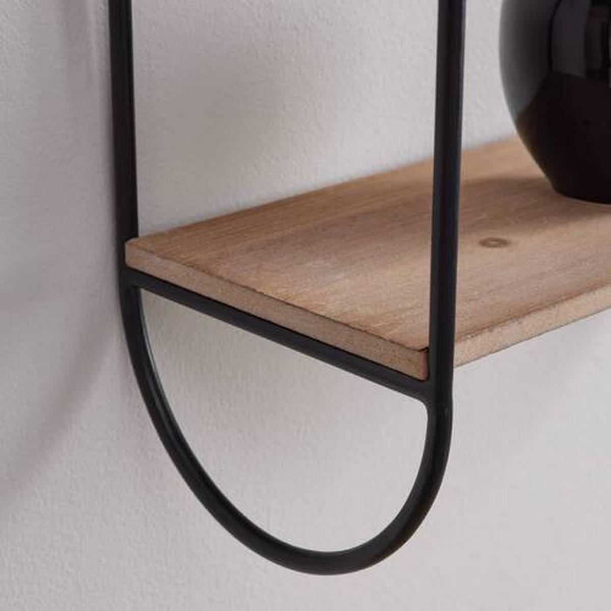 Wandgeral Lelia Natur/Schwarz Echtholz mit Spiegel - Goldfarben/Schwarz, MODERN, Glas/Holz (37/75/17cm) - Bessagi Home