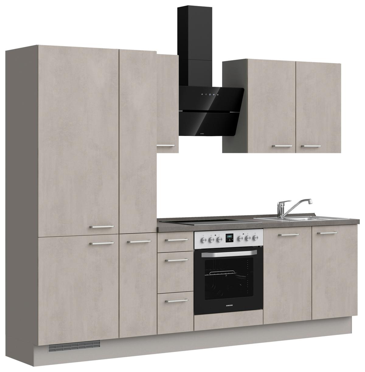 Küchenleerblock Riva High o. Geräte Grau - Schieferfarben/Edelstahlfarben, MODERN, Holzwerkstoff/Metall (270cm) - Nobilia
