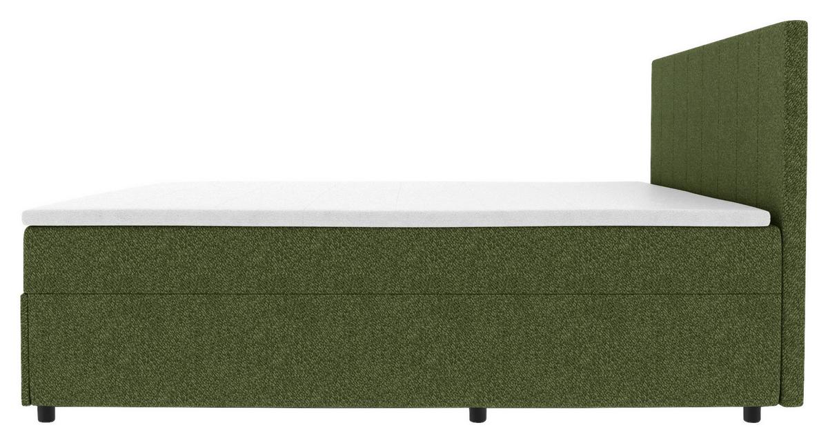 Boxbett Odin Dunkelgrün ca. 180x200cm - Dunkelgrün/Schwarz, KONVENTIONELL, Kunststoff/Textil (180/200cm) - Based