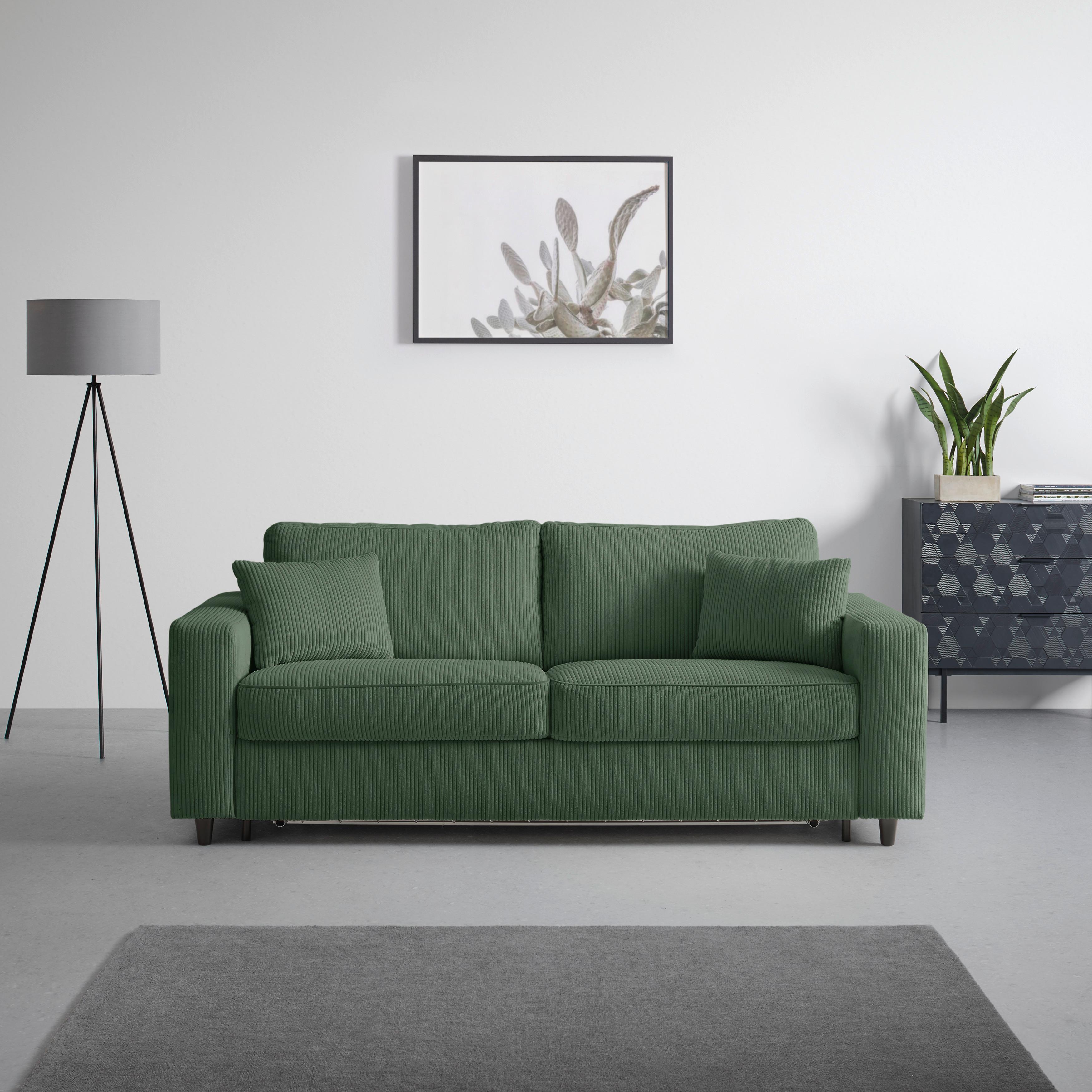 Schlafsofa Agneta Dunkelgrün - Dunkelgrün/Schwarz, MODERN, Holz/Textil (200/83/97cm) - Premium Living