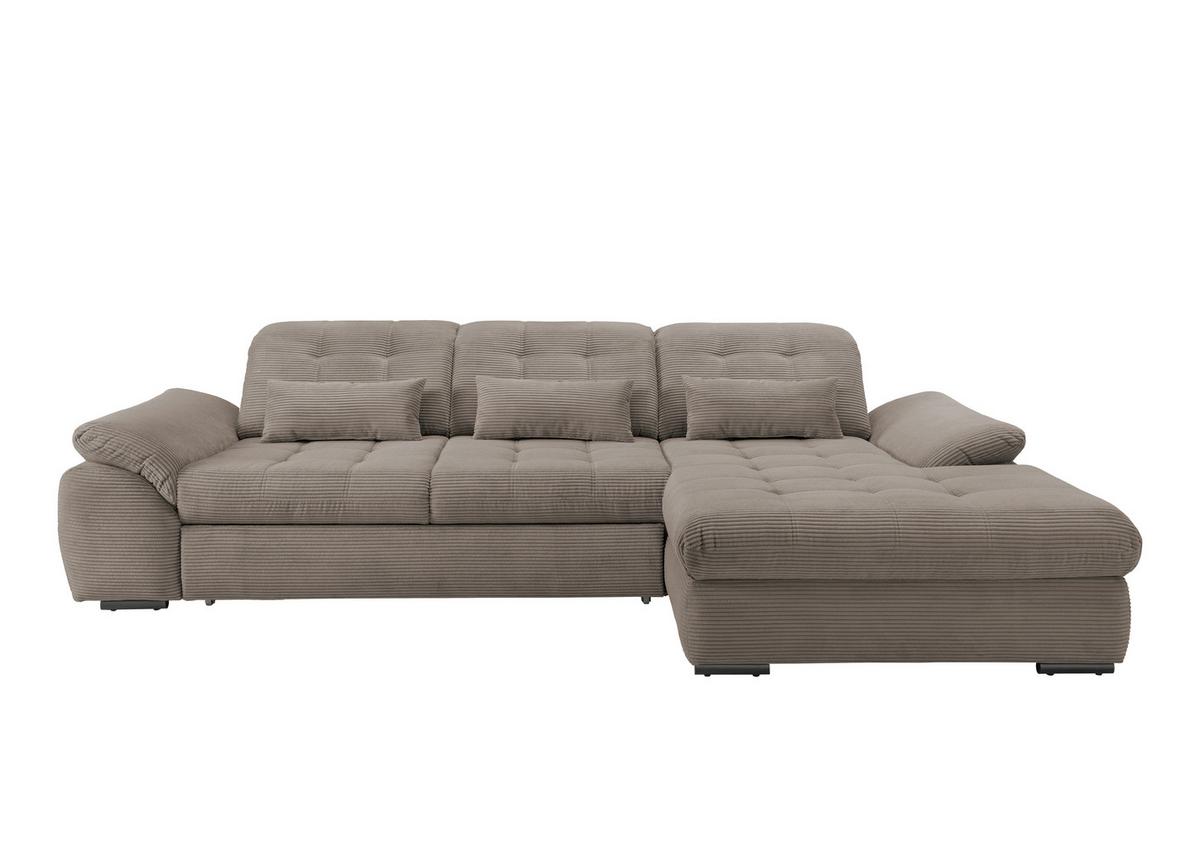 Ecksofa mit Bettkasten Rigatti ca. 314x184 cm Graubraun - Graubraun/Schwarz, MODERN, Textil/Metall (314/184cm) - Livetastic