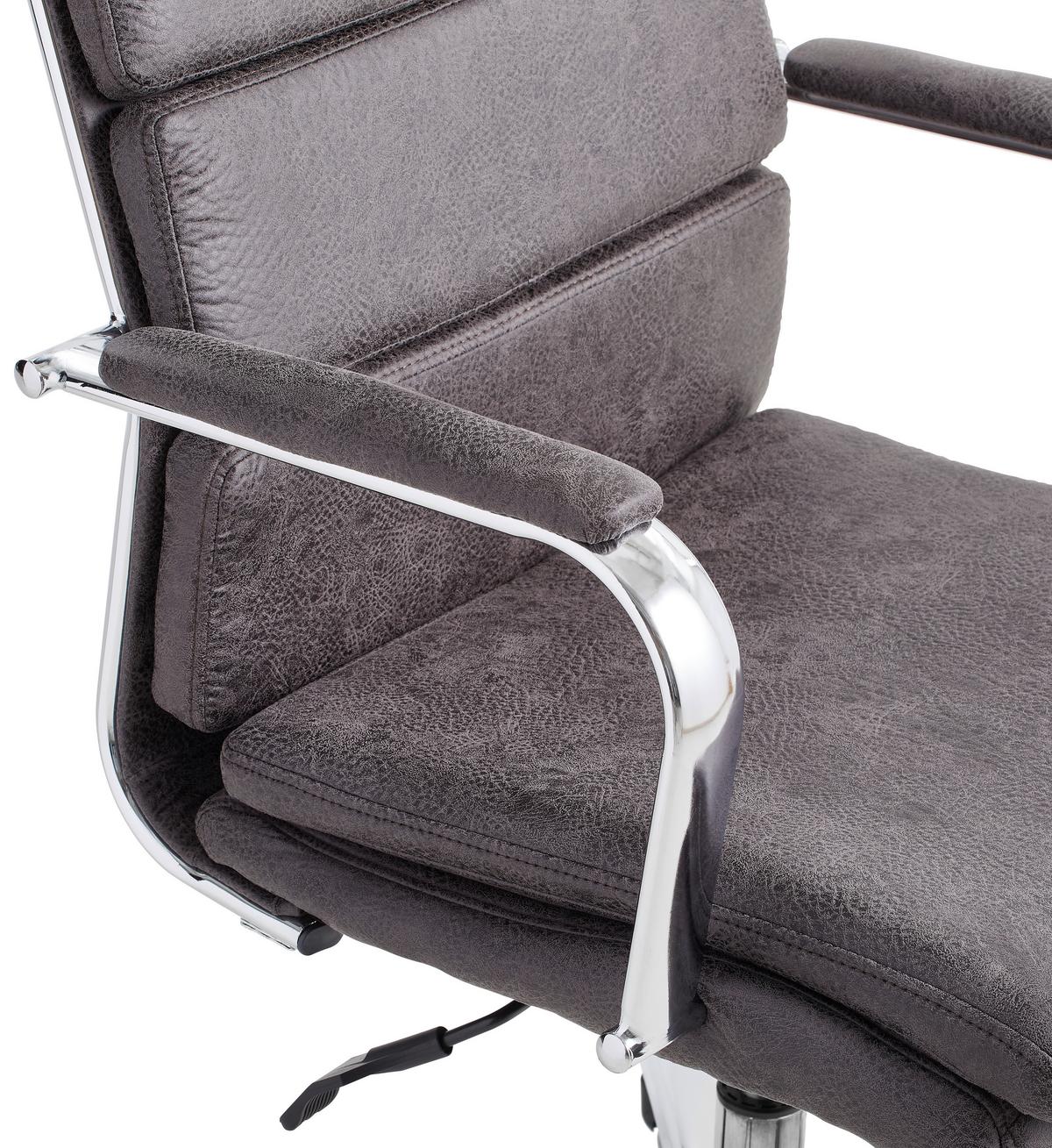 FOTEL SZEFA TOMMASO - antracytowy/kolor chromowy, Konventionell, metal/tkanina (67/107-115/67cm) - Cantus