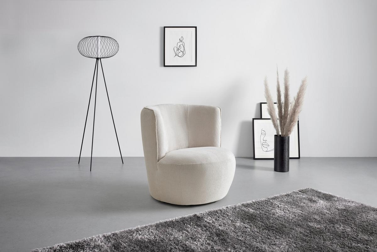 Sessel Jasima in Beige drehbar - Beige/Schwarz, Modern, Textil/Metall (77/81/85cm) - Premium Living