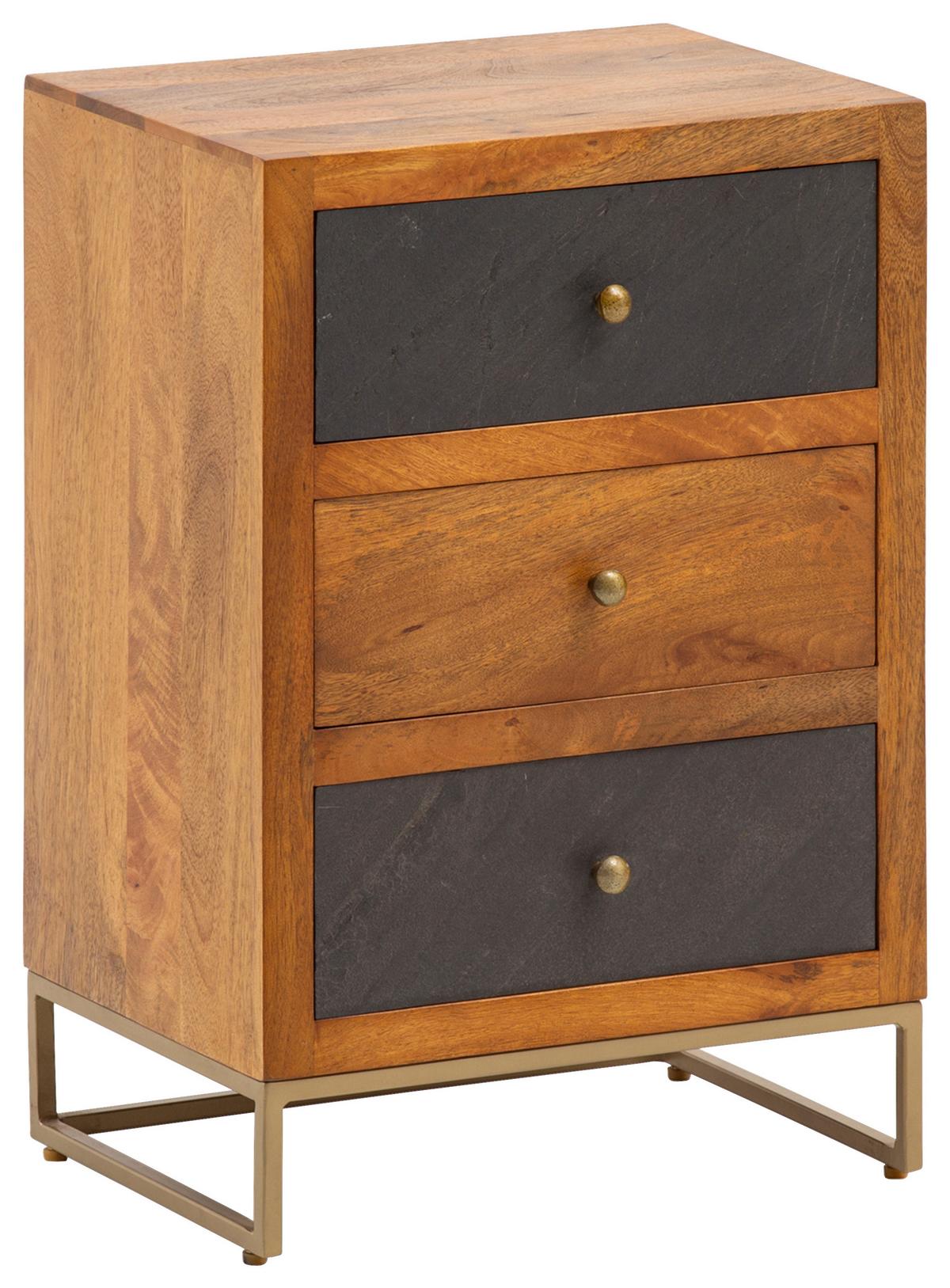 NACHTKÄSTCHEN WL6.767 - Anthrazit/Goldfarben, Lifestyle, Holz/Metall (40/60/30cm) - MID.YOU