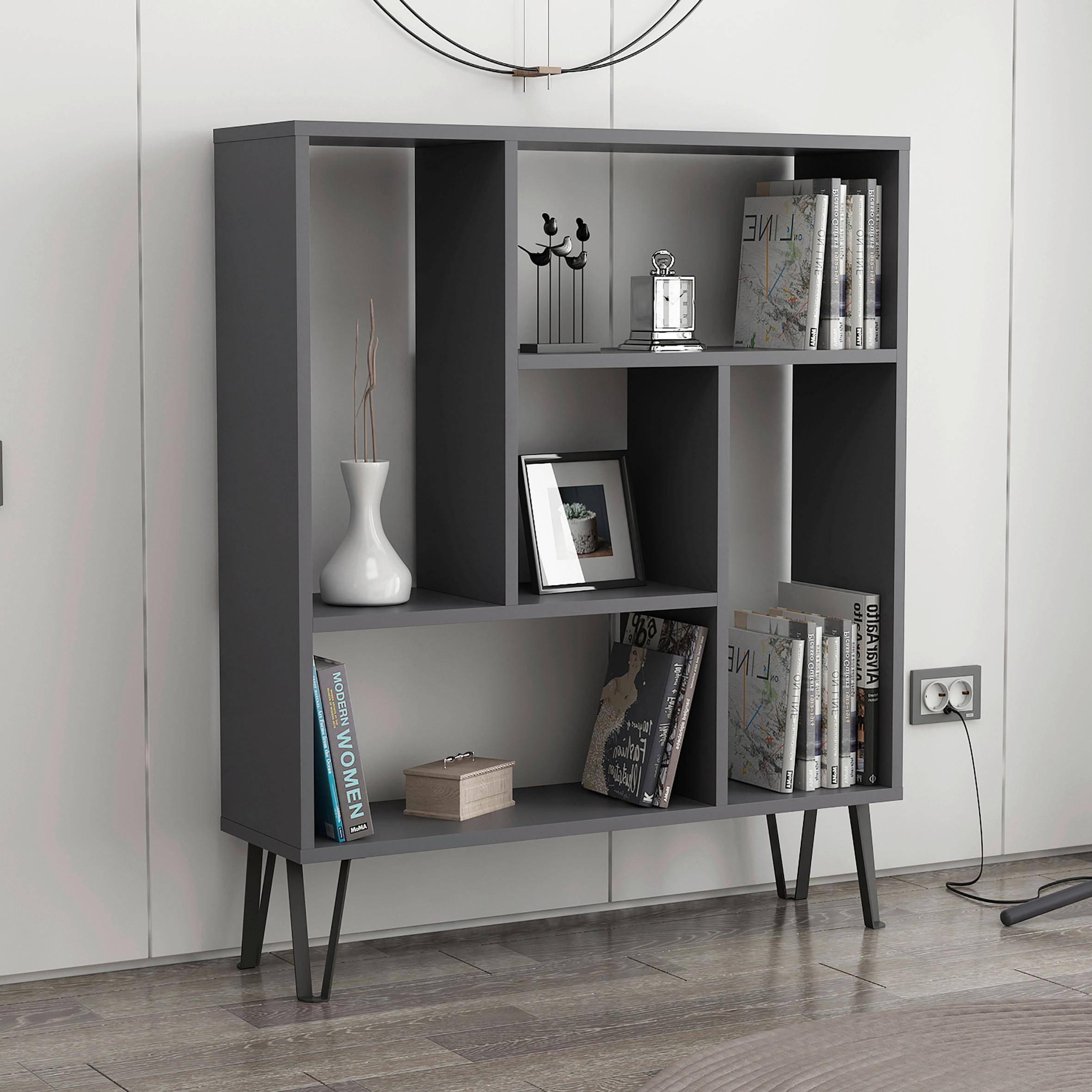 Regal "Arven", Anthrazit - Anthrazit, Design, Holzwerkstoff (90/107,8/25cm) - Livetastic