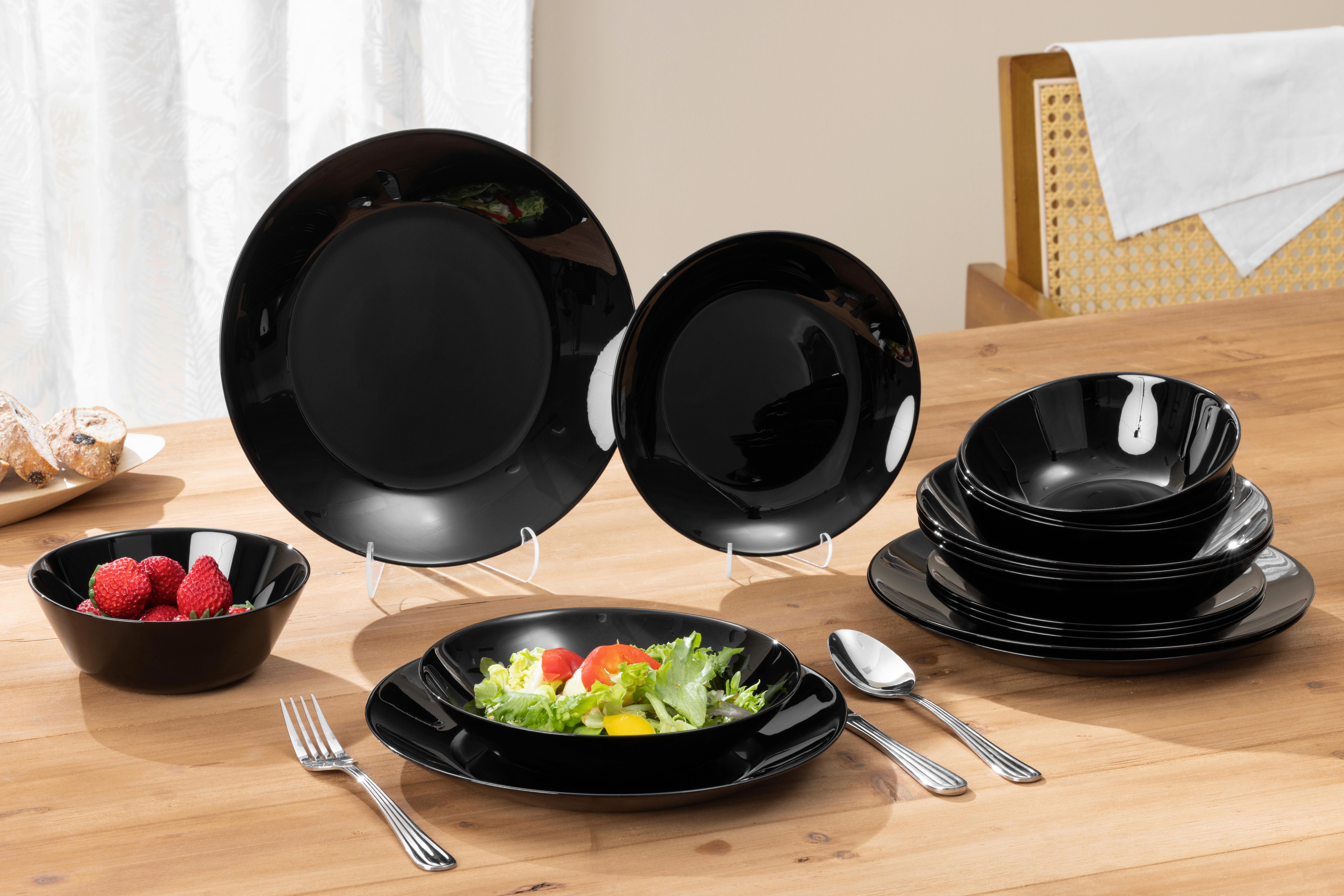 ZASTAWA STOŁOWA VETRO ROTONDO NERO - czarny, Basics, szkło - Boxxx