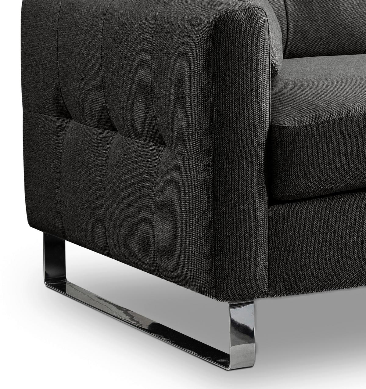 2,5-Sitzer-Sofa Hera Grau - Chromfarben/Grau, Basics, Holz/Textil (203/92/94cm) - MID.YOU