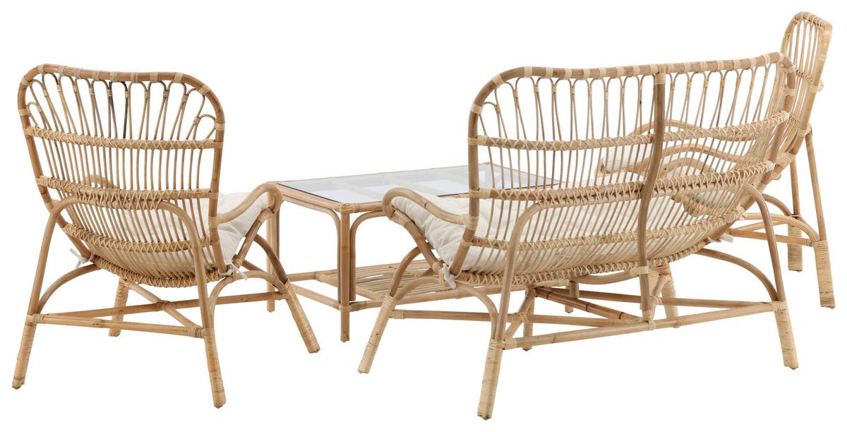 Loungegarnitur Ella Rattan Braun - Braun, KONVENTIONELL, Holz - Gardenson