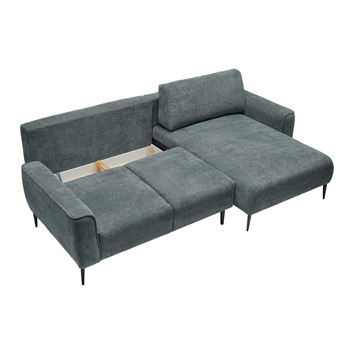Ecksofa Custom Dunkelgrün - Dunkelgrün/Schwarz, MODERN, Textil/Metall (255/85/164cm) - Mömax