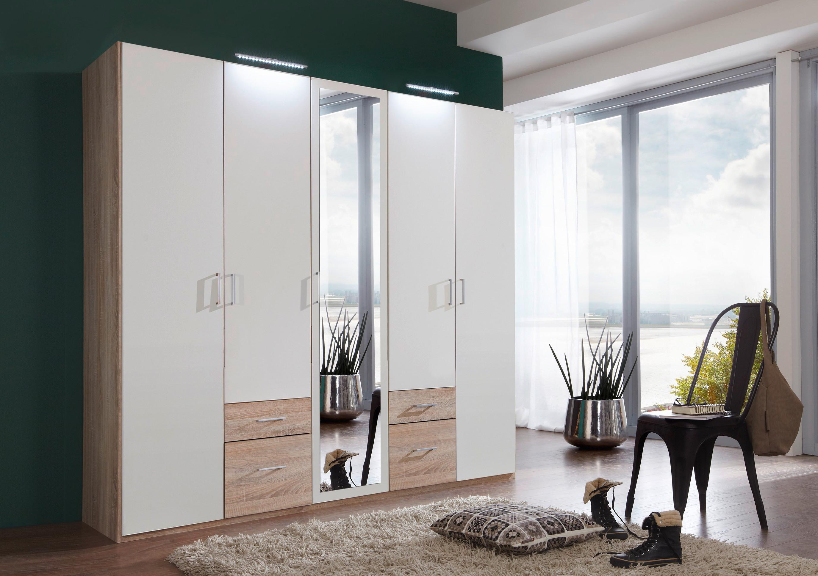 Ormar S Klasičnm Vratima Freiburg - bijela/srebrne boje, Design, staklo/drvni materijal (225/210/58cm) - Modern Living