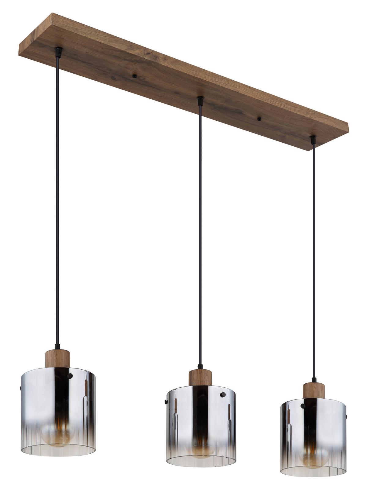Viseća Svjetiljka Tamno Smeđa Boja - tamno smeđa/crna, Natur, staklo/drvni materijal (100/18/120cm) - Globo