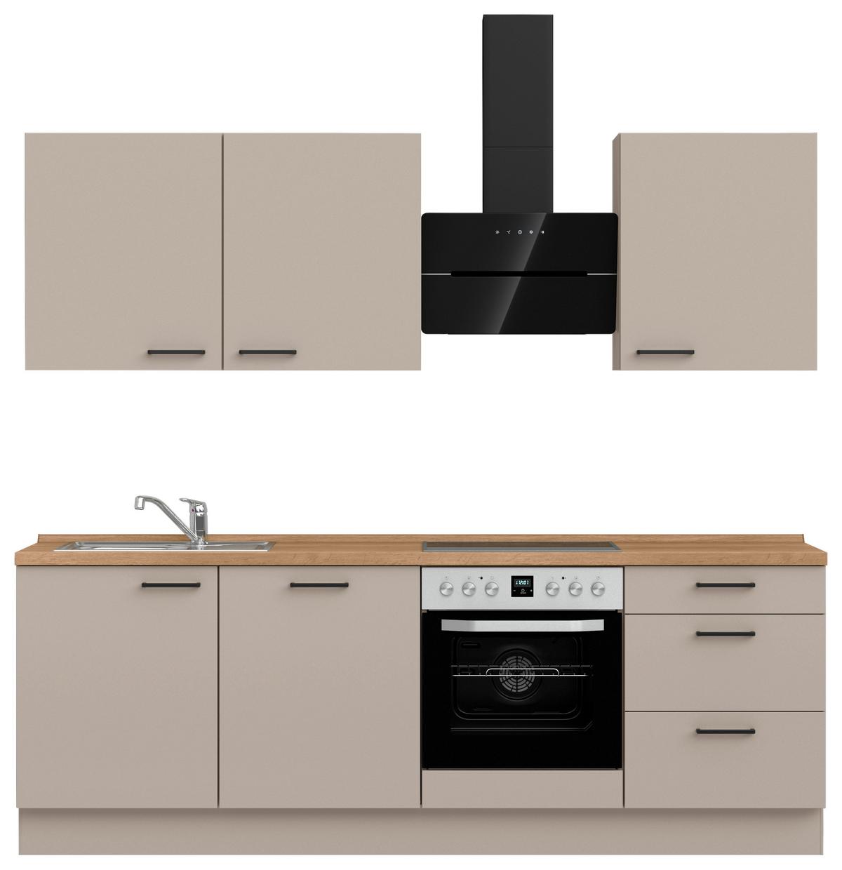 Küchenleerblock Easytouch High o. Geräte Sandfarben - Sandfarben/Eichefarben, MODERN, Holzwerkstoff/Metall (240cm) - Nobilia