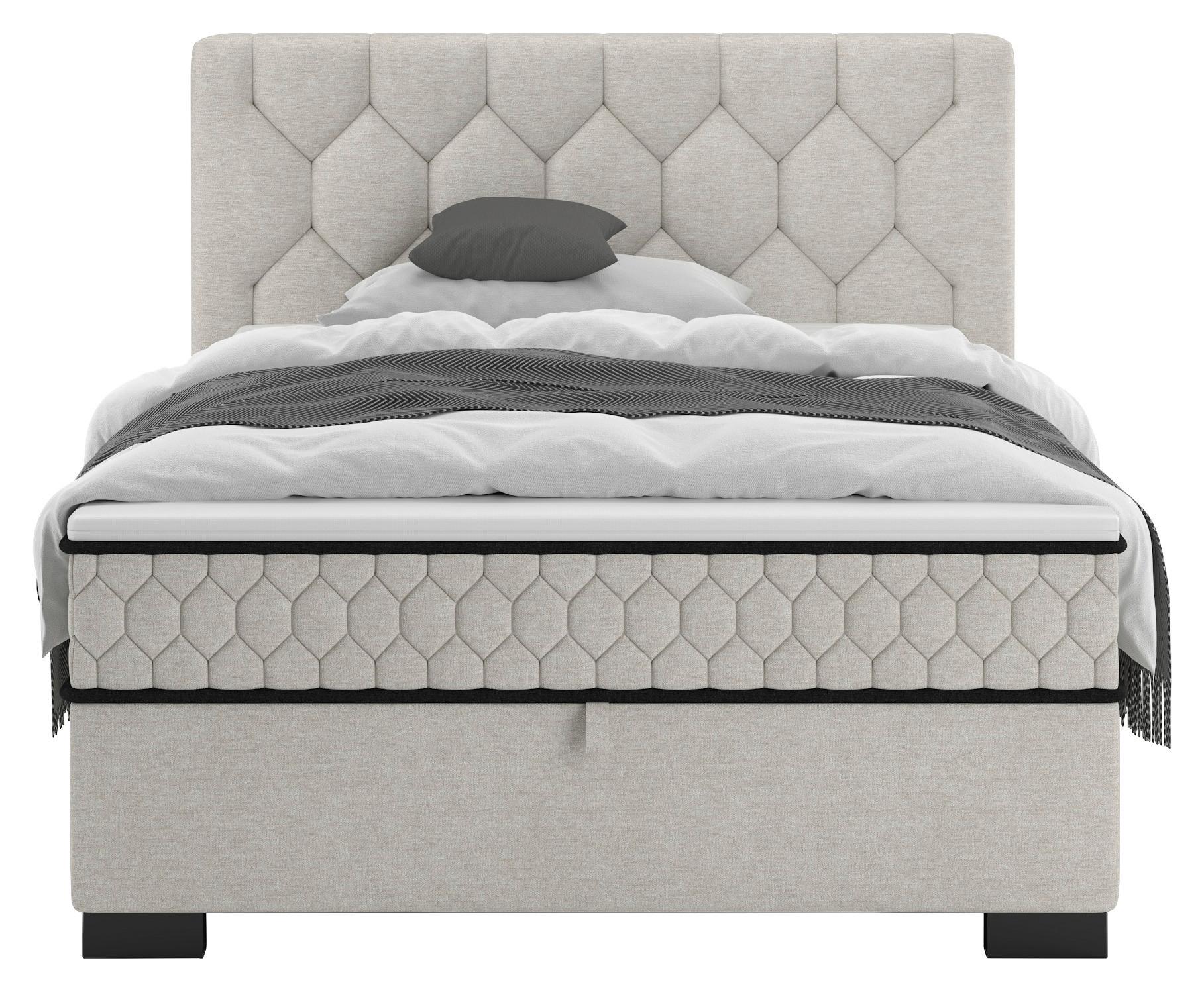 Boxbett Maya D Beige ca. 120x200cm - Beige/Schwarz, KONVENTIONELL, Holz/Holzwerkstoff (120/200cm) - Mömax