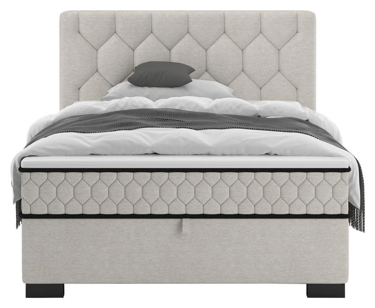 Boxbett Maya D Beige ca. 140x200cm - Beige/Schwarz, KONVENTIONELL, Holz/Holzwerkstoff (140/200cm) - Mömax