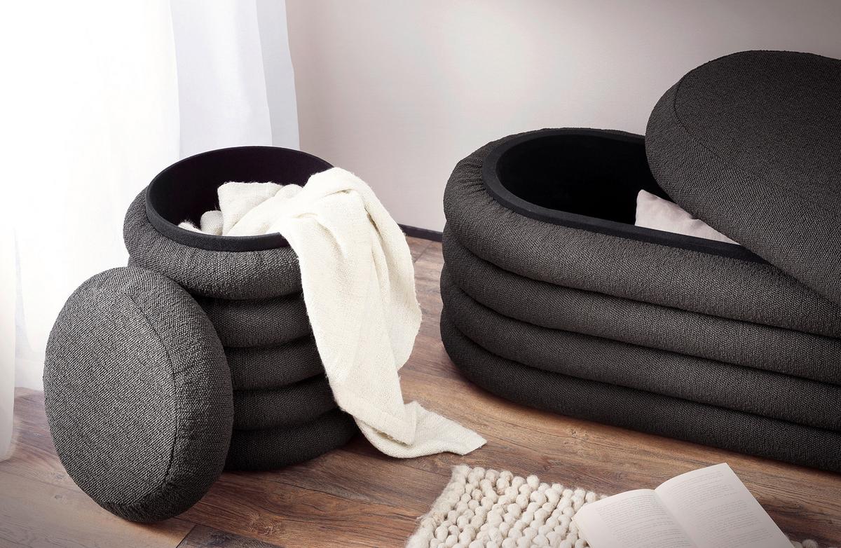 Klop Bouclé, Antracit - antracit, Moderno, tekstil (108/42/45cm) - Livetastic