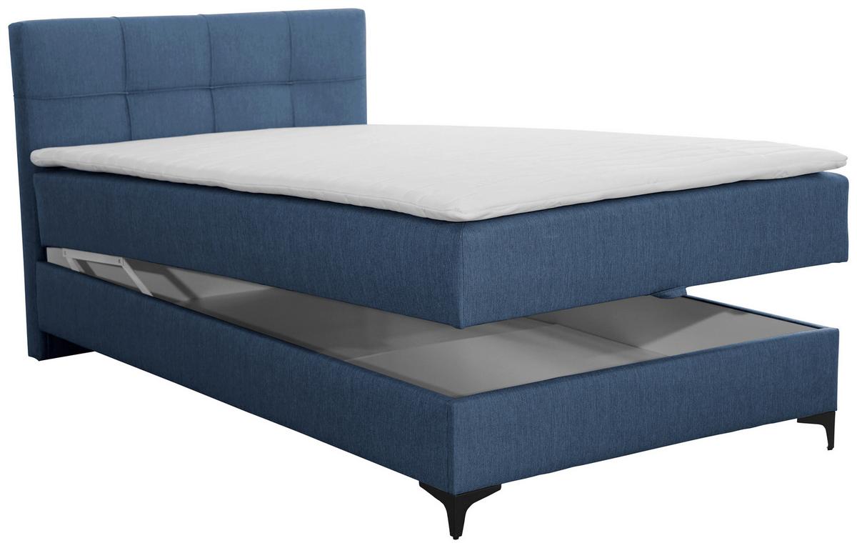 Oblazinjena Postelja Freddie, Modra, 100x200 - modra/črna, Konvencionalno, kovina/tekstil (100/200cm) - Mömax