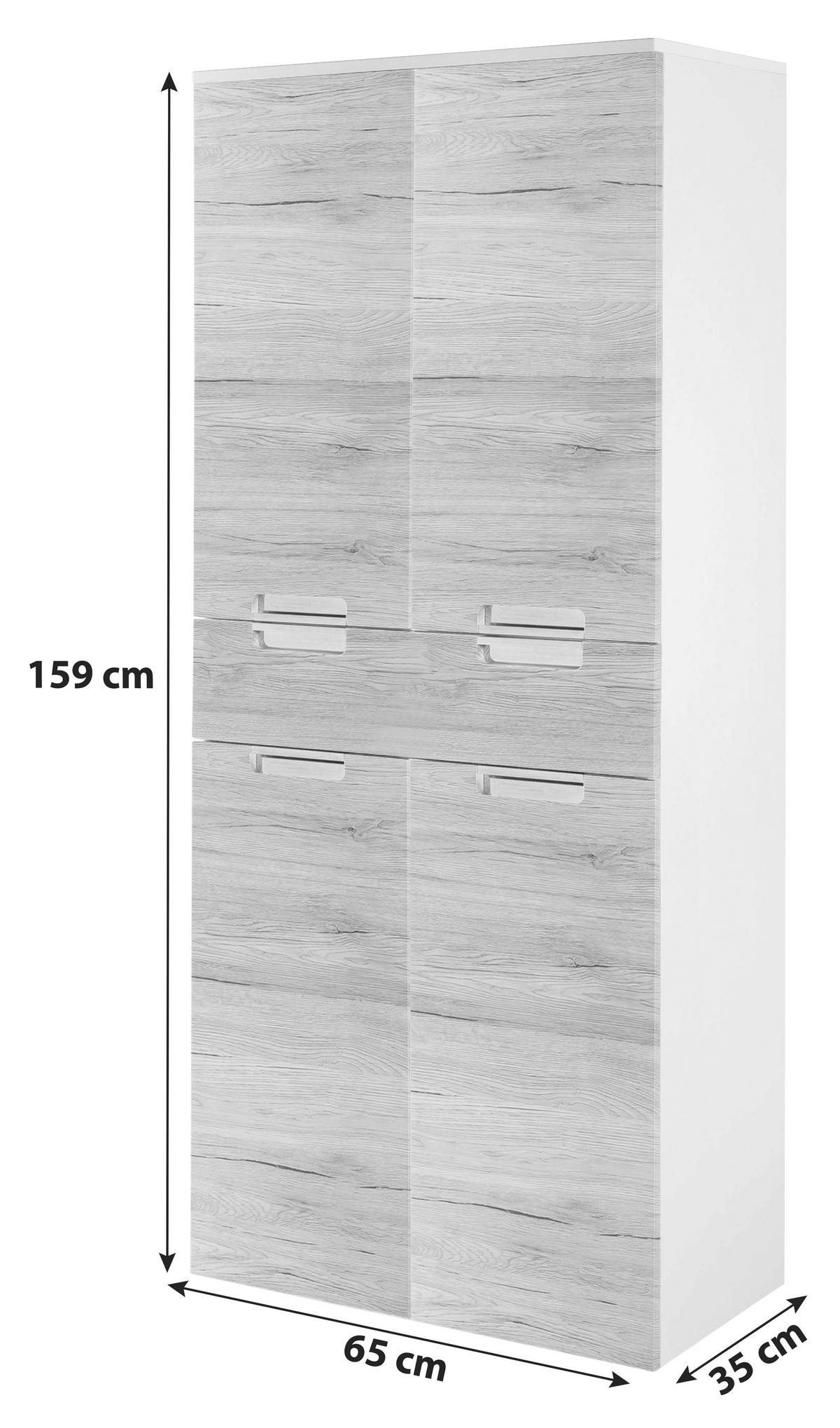 Hochschrank "Mars" , eiche - Chromfarben/Eichefarben, MODERN, Holzwerkstoff/Metall (65,0/159,0/35,0cm) - MID.YOU