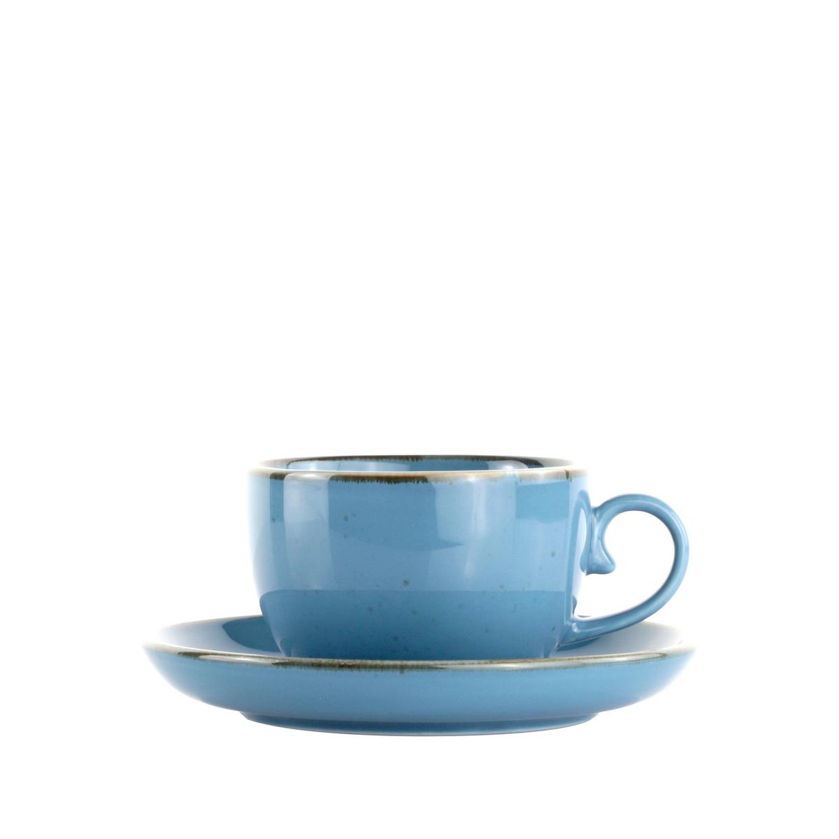 Ceașcă de cafea cu farfurioară Capri - albastru, Modern, ceramică - Mömax