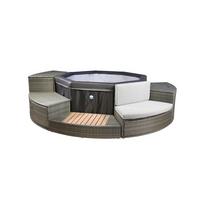 Whirlpool Netspa Octopus ca. 290 cm mit Umrandung+5 Möbel - Schwarz, Basics, Leder/Kunststoff (290/73cm)