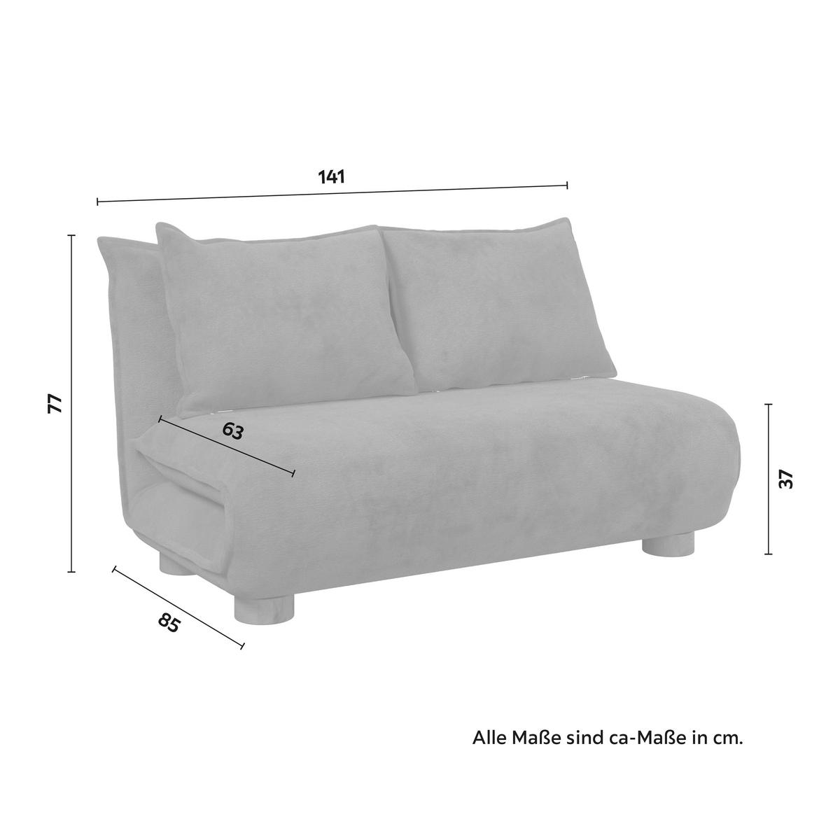Schlafsofa Bella Dunkelgrau Bouclé - Dunkelgrau/Naturfarben, MODERN, Holz/Textil (141/77/85cm) - Bessagi Home