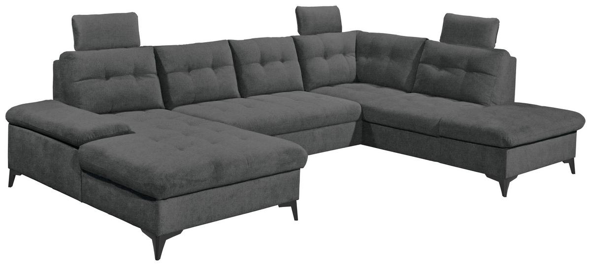 Wohnlandschaft Durban U ca. 170x324x218cm Graphit - Graphitfarben/Schwarz, KONVENTIONELL, Kunststoff/Textil (170/324/218cm) - MID.YOU