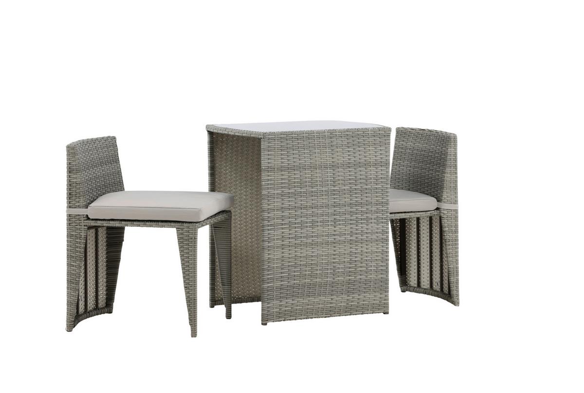 BALKONSET SAVANNA - Schwarz/Grau, KONVENTIONELL, Kunststoff/Metall - Gardenson