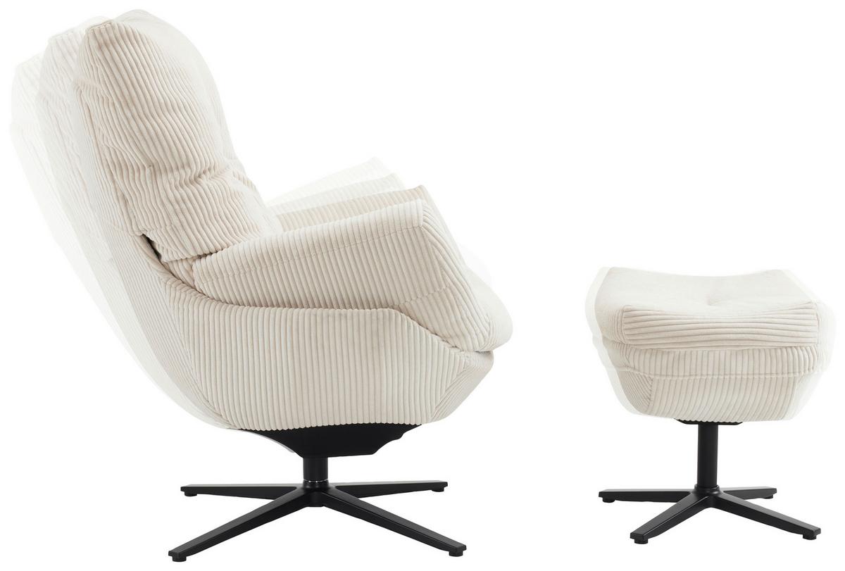 ZESTAW FOTELI RELAKSACYJNYCH WILSON - beżowy/czarny, Design, metal/tkanina (77/100/78cm) - Carryhome