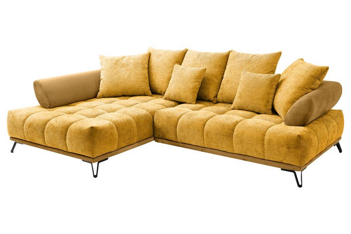 Kutna Garnitura Largo N - curry žuta/crna, Moderno, tekstil/metal (184/262cm) - Modern Living