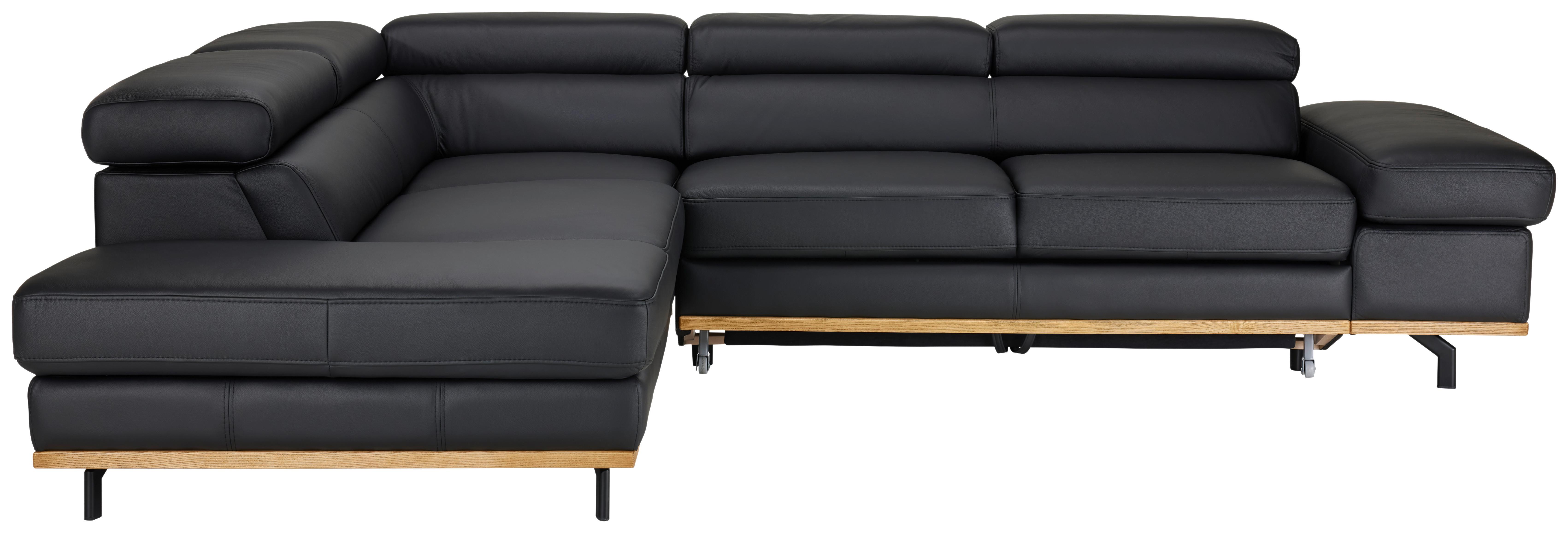 Wohnlandschaft Carmen Schwarz - Schwarz, MODERN, Leder/Holz (292/72/226cm) - Premium Living