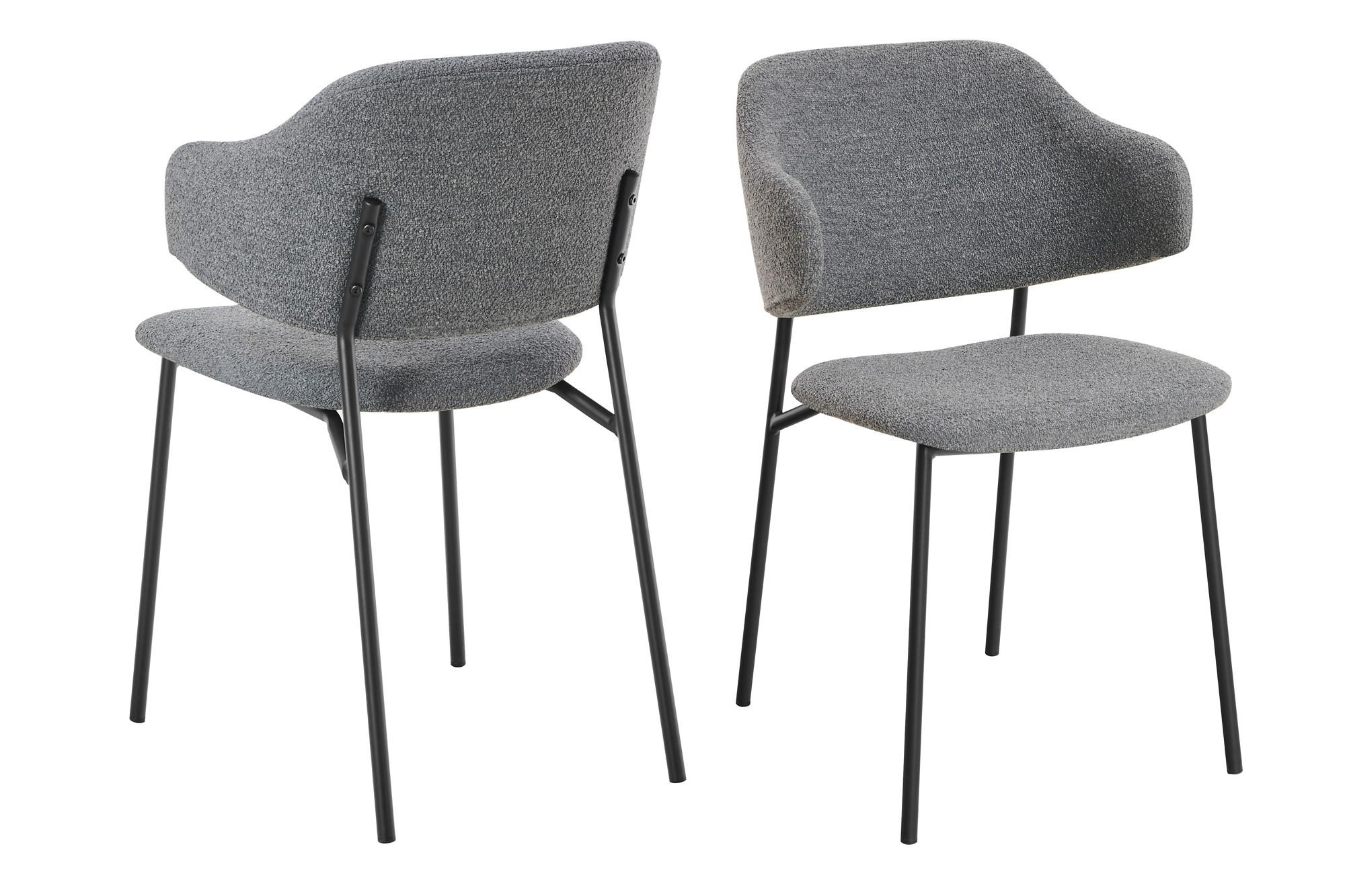 Set Naslanjačev Bouclé, Temno Siva, 2-Delni - temno siva/črna, Moderno, kovina/tekstil (54/83/59cm) - Livetastic