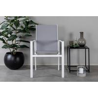 Gartenstuhl 2er-Set Parma ca. 57x90x60 cm Grau/Weiß - Weiß/Grau, KONVENTIONELL, Textil/Metall (57/90/60cm) - Gardenson