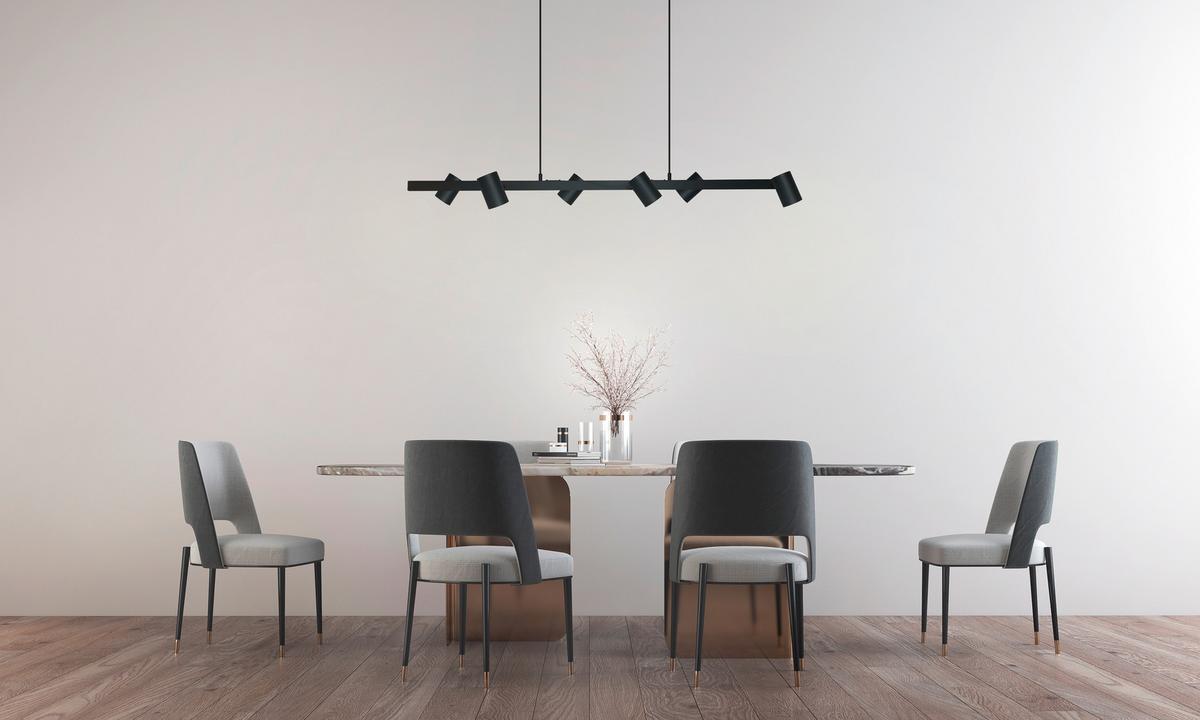 Hängeleuchte Lb-731/6l Bk_snow 6 - Schwarz, Design, Metall (115/45/150cm)