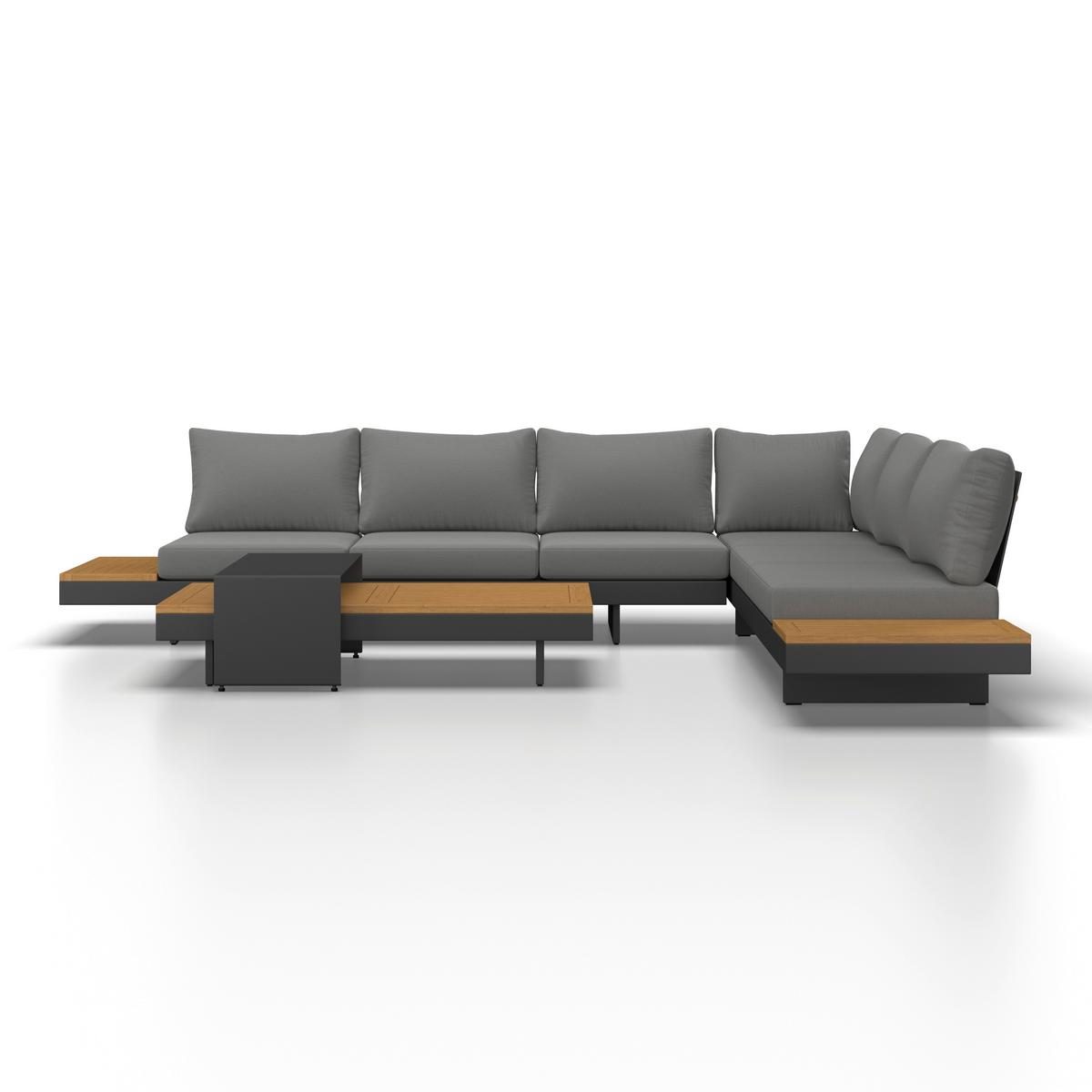 Garnitură grădină Amaia - gri închis/gri, Modern, lemn/metal (323/80/70cm) - Bessagi Garden
