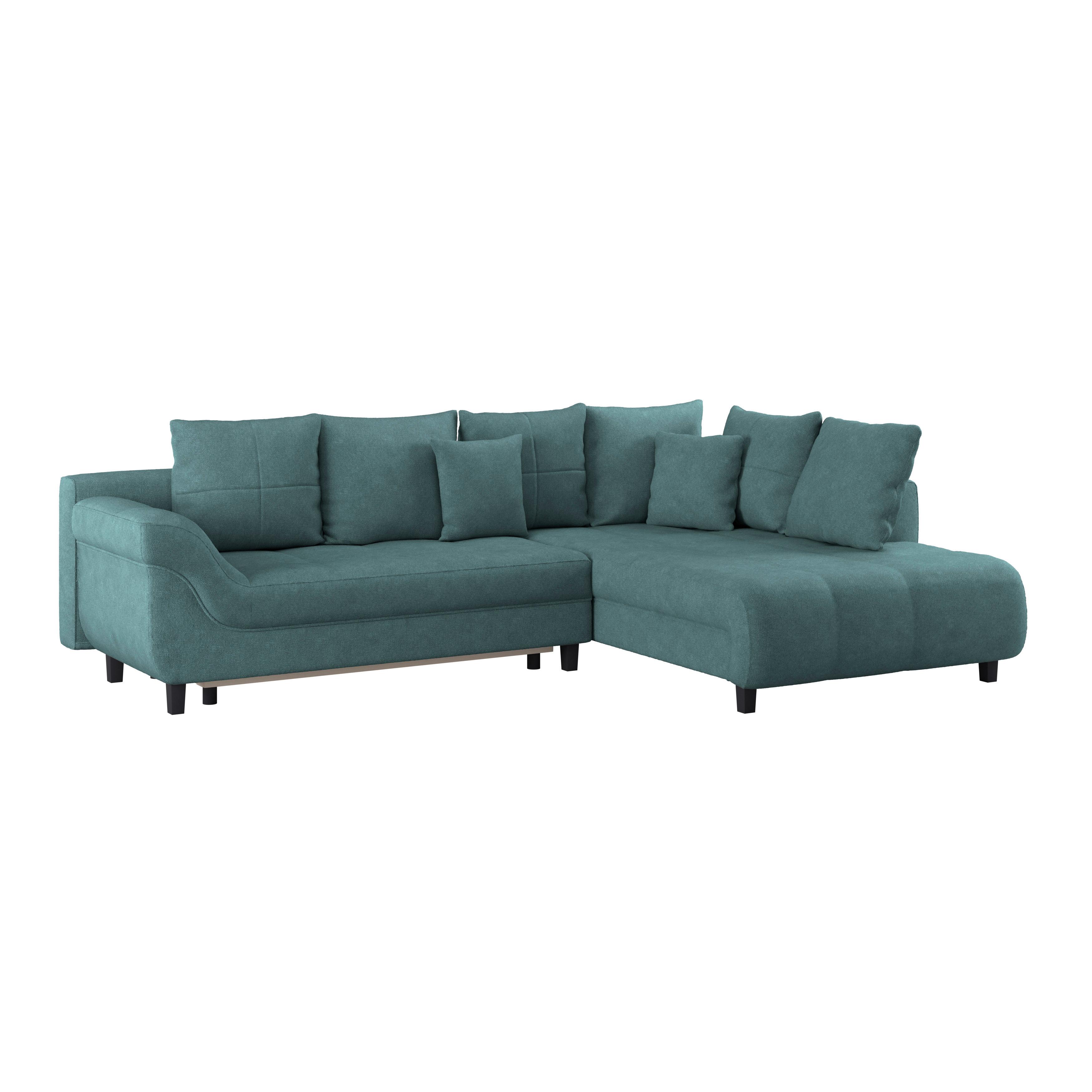 Kutna Garnitura Mendoza - siva/boje petroleja, Design, tekstil/drvo (309/197cm) - Modern Living