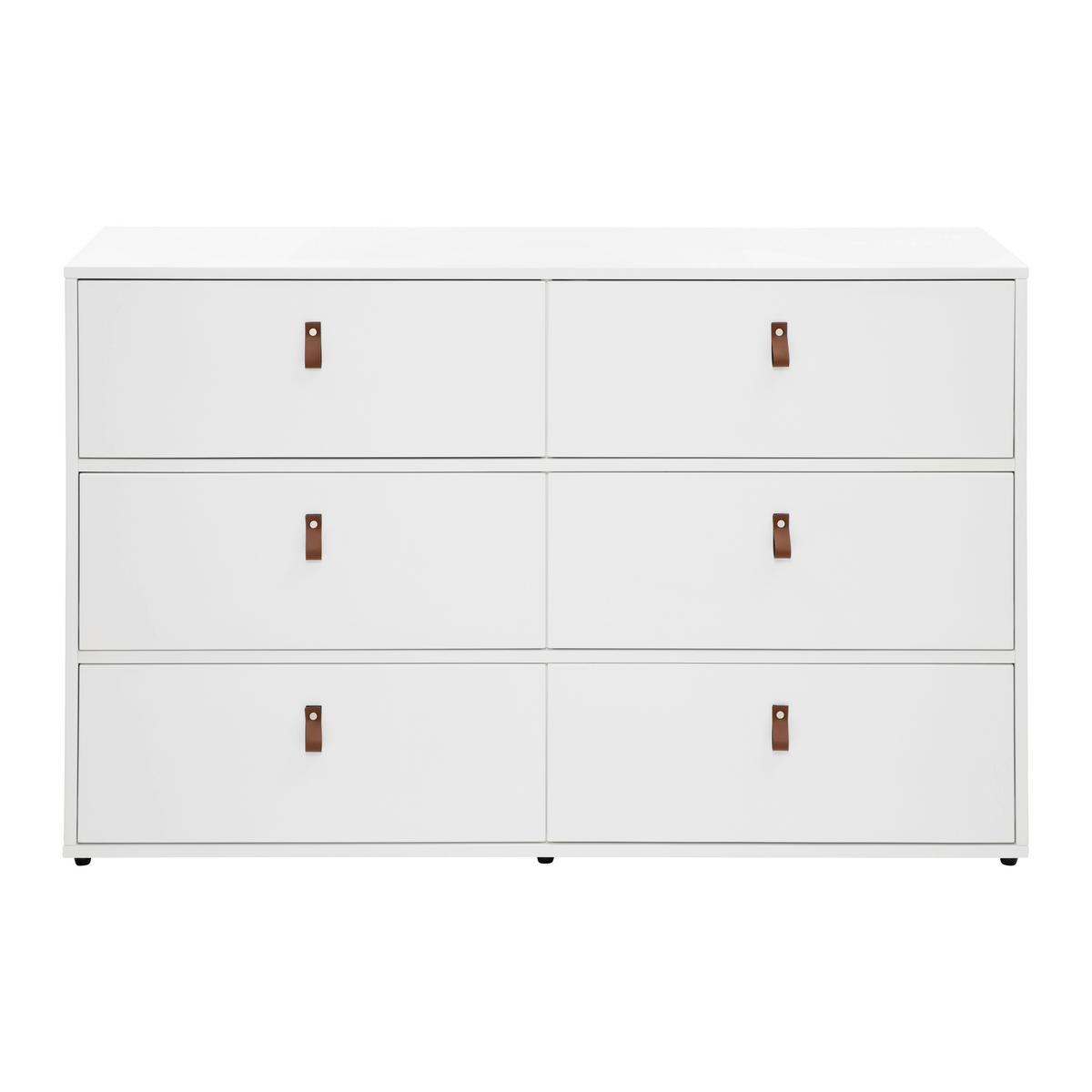 Kommode Mick Weiß MDF - Schwarz/Braun, MODERN, Kunststoff/Textil (120/75/40cm) - Bessagi Home