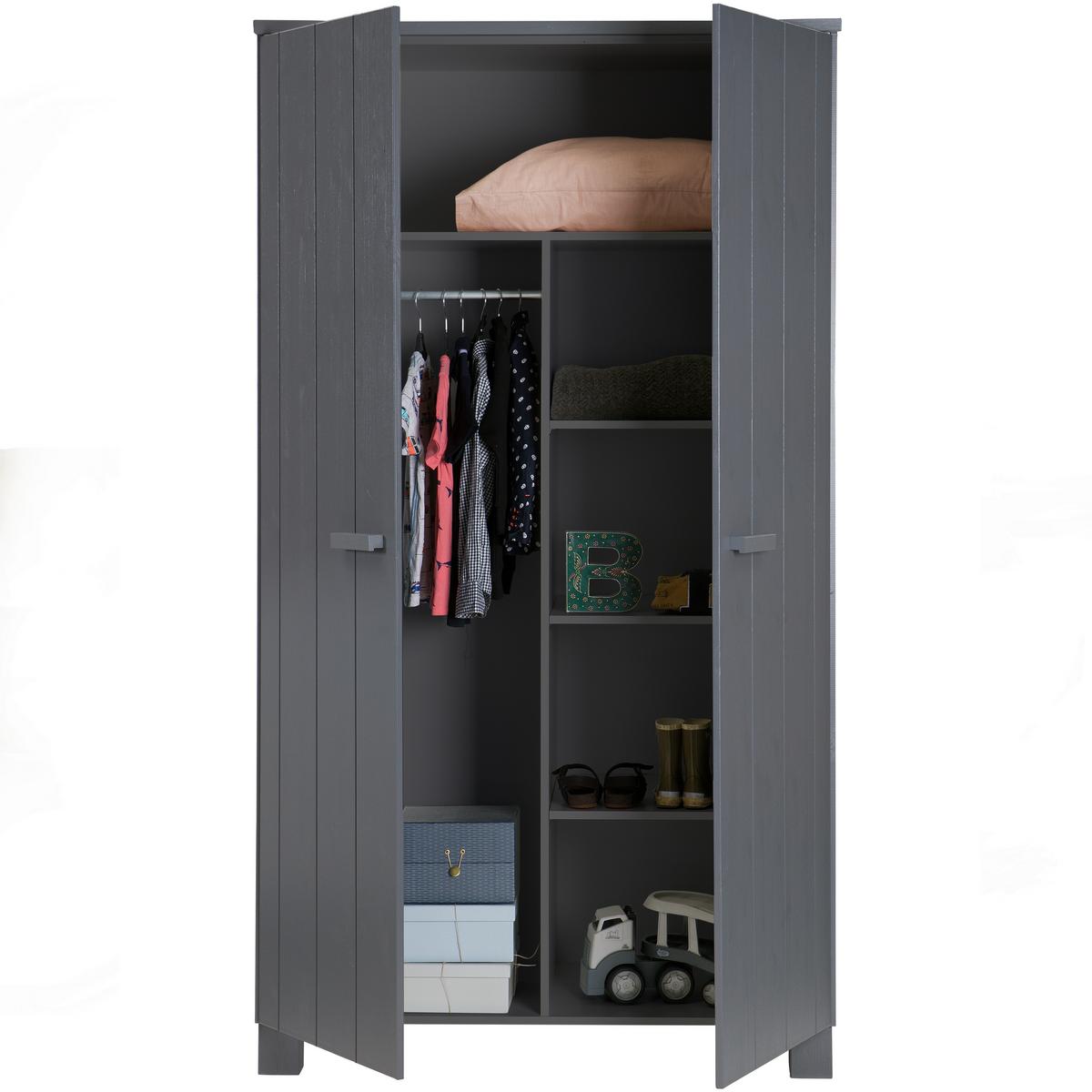 Garderobenschrank Dennis Grau - Dunkelgrau/Grau, Design, Holz (111/202/55cm) - Livetastic