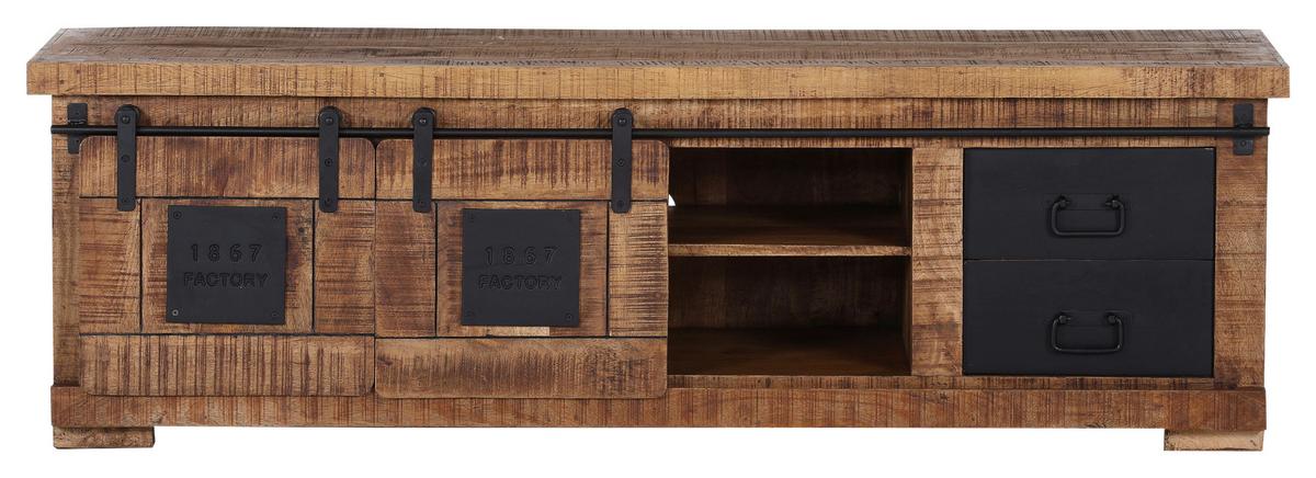KOMODA NISKA BARNEY - kolor naturalny/czarny, Konventionell, metal/drewno (160/50/45cm) - Landscape