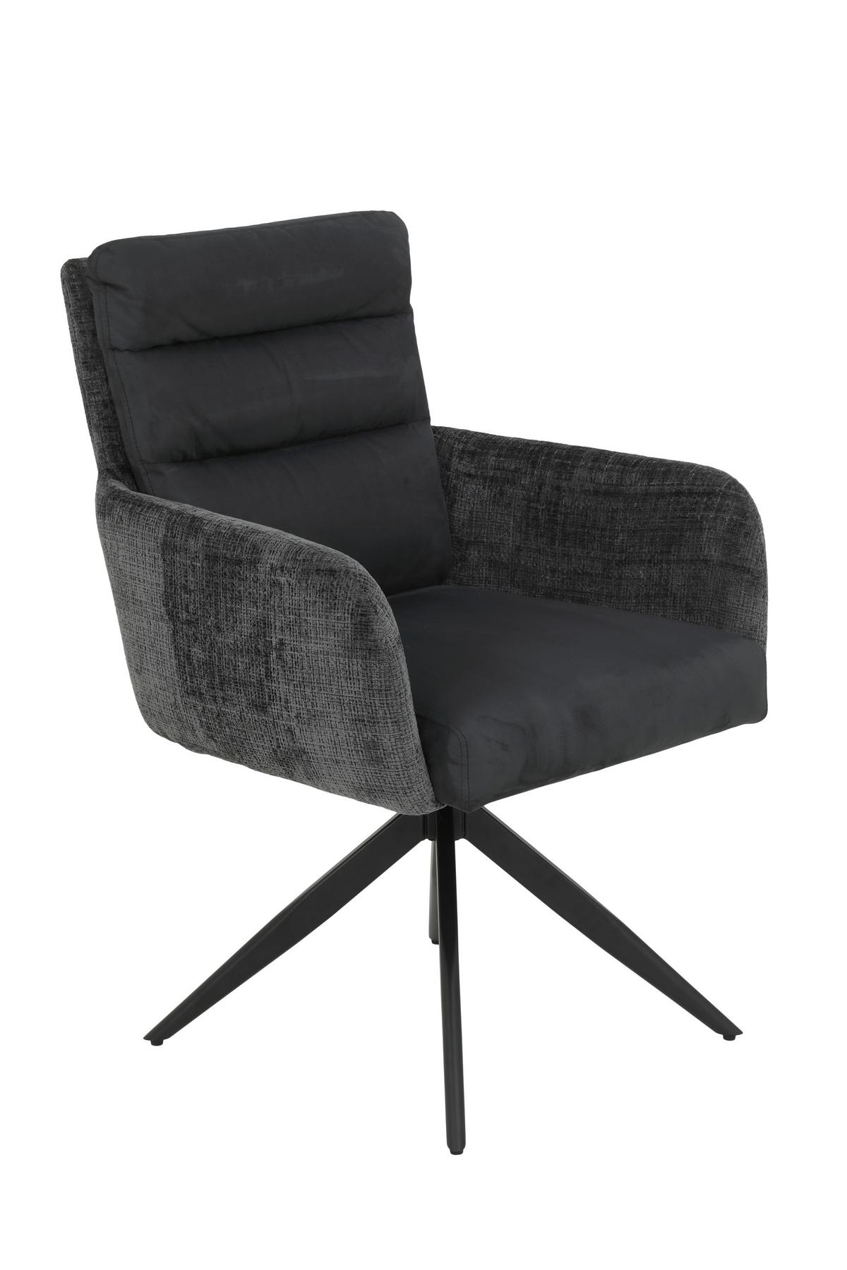 ARMLEHNSTUHL-SET LEANDRA S 2ER-SET - Anthrazit/Schwarz, MODERN, Textil/Metall (63/92/69cm) - MID.YOU