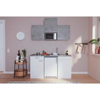 Miniküche Economy m. Geräten ca. 150cm Grau/Weiß - Alufarben/Weiß, KONVENTIONELL, Holzwerkstoff/Kunststoff (150cm) - Respekta